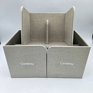 Caraway Food Storage Bin Holder Pantry Organizers Gray Canvas Magnetic Set of 3